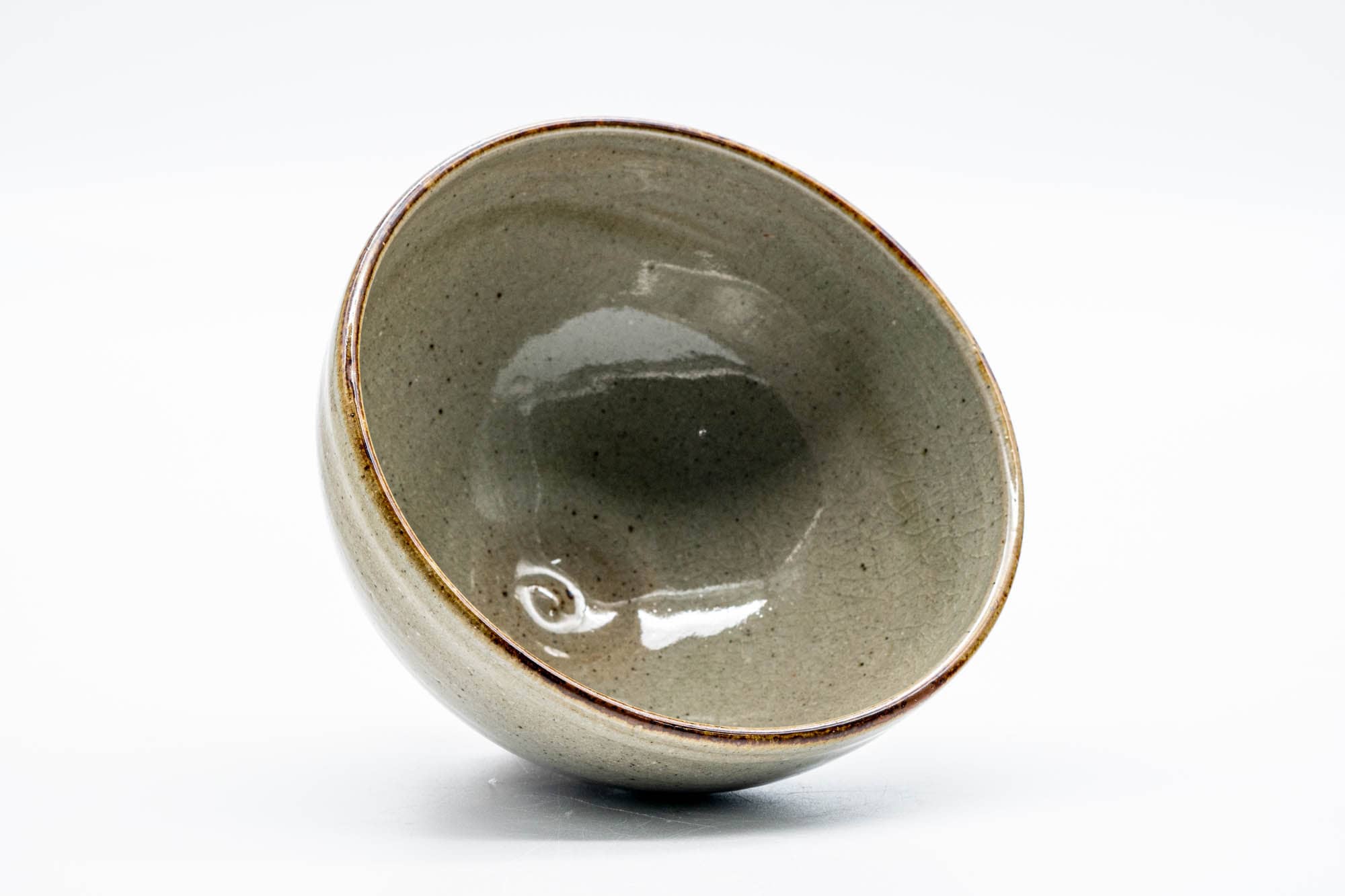 Japanese Matcha Bowl - Abstract Sage Green Glazed Karatsu-yaki Chawan - 200ml