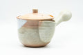 Japanese Kyusu - Beige White Hagi-yaki Do-ake Teapot - 330ml - side view with the spout to the right and side handle to the left
