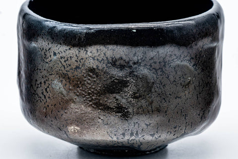 Japanese Matcha Bowl - 手 Classic Black Faceted Kuro-Raku Chawan - 300ml