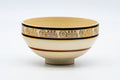 Tezumi — Japanese Matcha Bowl - Beige Floral Striped Kyo-yaki Chawan - 200ml — front view from another angle
