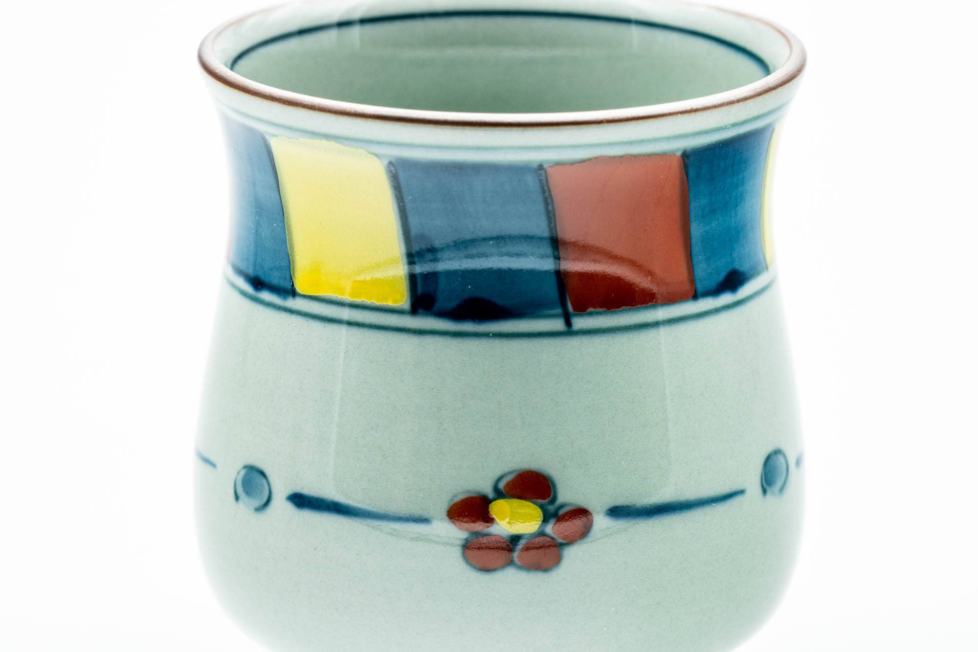 Japanese Teacup - Blue Floral Geometric Tulip-shaped Arita-yaki Yunomi - 150ml