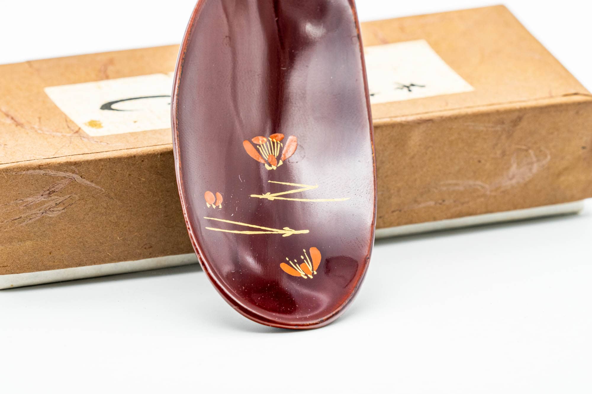 Japanese Chasaji - Floral Red Lacquered Tea Scoop