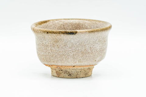 Japanese Teacup - Small Beige Glazed Guinomi - 40ml - side view of the small beige-glazed cup