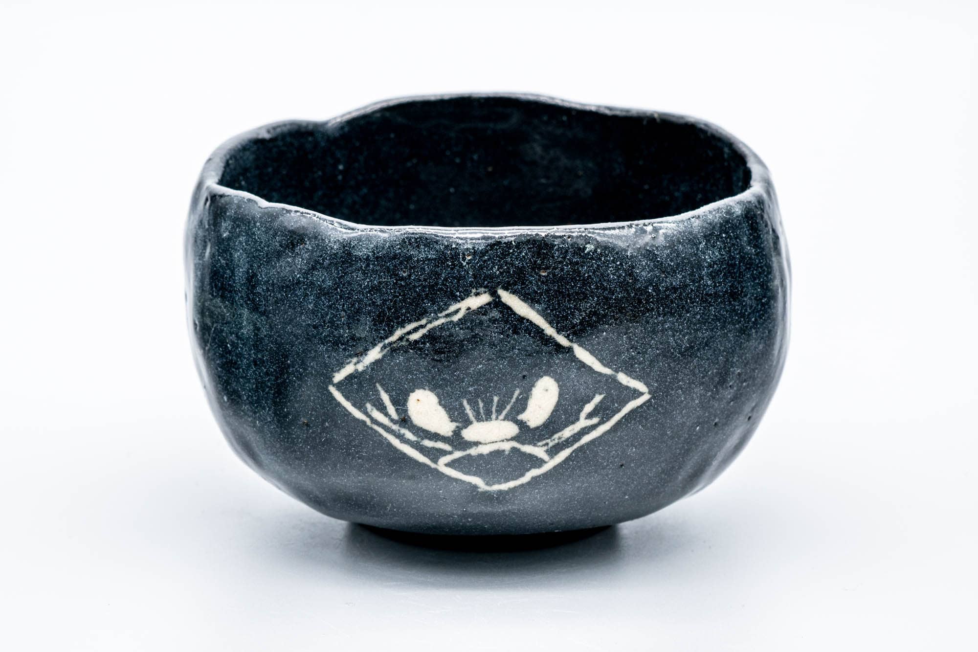 Abstract Hand-built Kuro-raku Chawan - Thumbnail 3