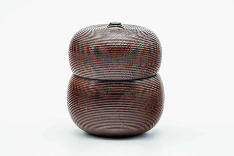 Japanese Usuchaki - Gourd Textured Wood Urushi Lacquer Matcha Tea Caddy - 90ml