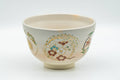 Japanese Matcha Bowl - Beige Gold Bamboo Floral Kyo-yaki Chawan - 350ml - Tezumi