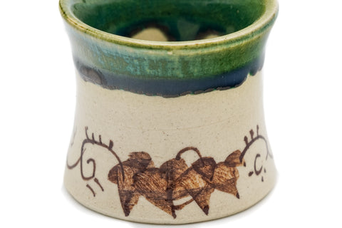 Japanese Futaoki - Green Drip-Glazed Oribe-yaki Lid Rest