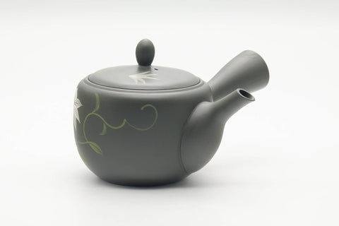 Japanese Kyusu - Floral Green Ryokudei Tokoname-yaki Mesh Teapot - 400ml