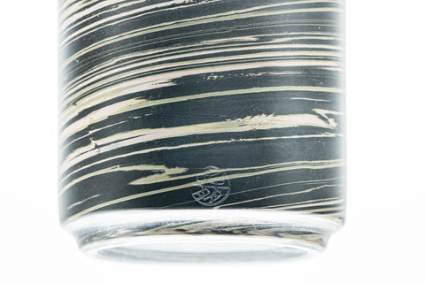 Japanese Teacup - Black Marble Nerikomi White Inner-Glazed Tokoname-yaki Yunomi - 140ml