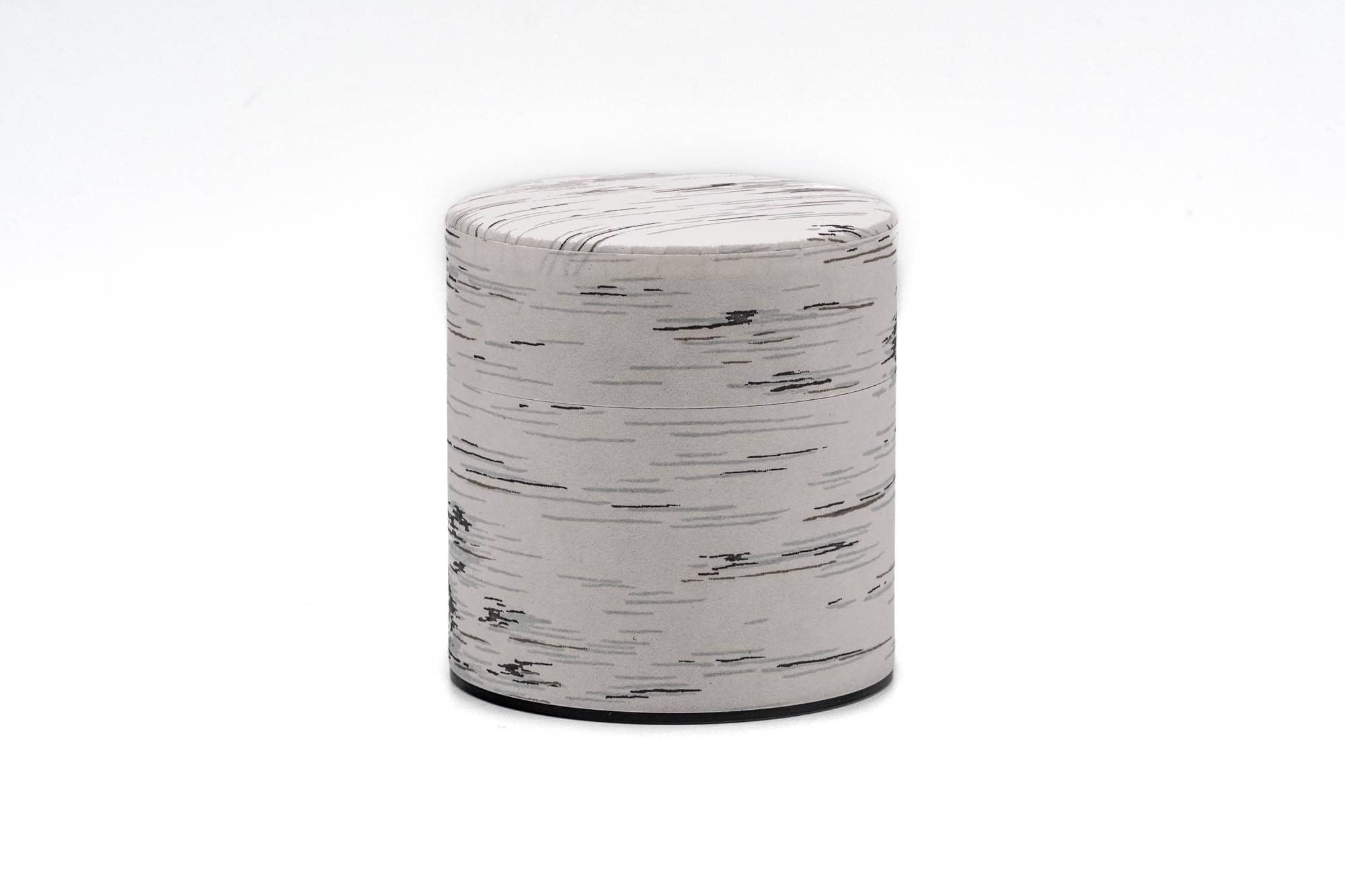 Japanese Chazutsu - 江東堂 Kotodo - White Birch Washi Wrapped Metal Tea Canister - 100g
