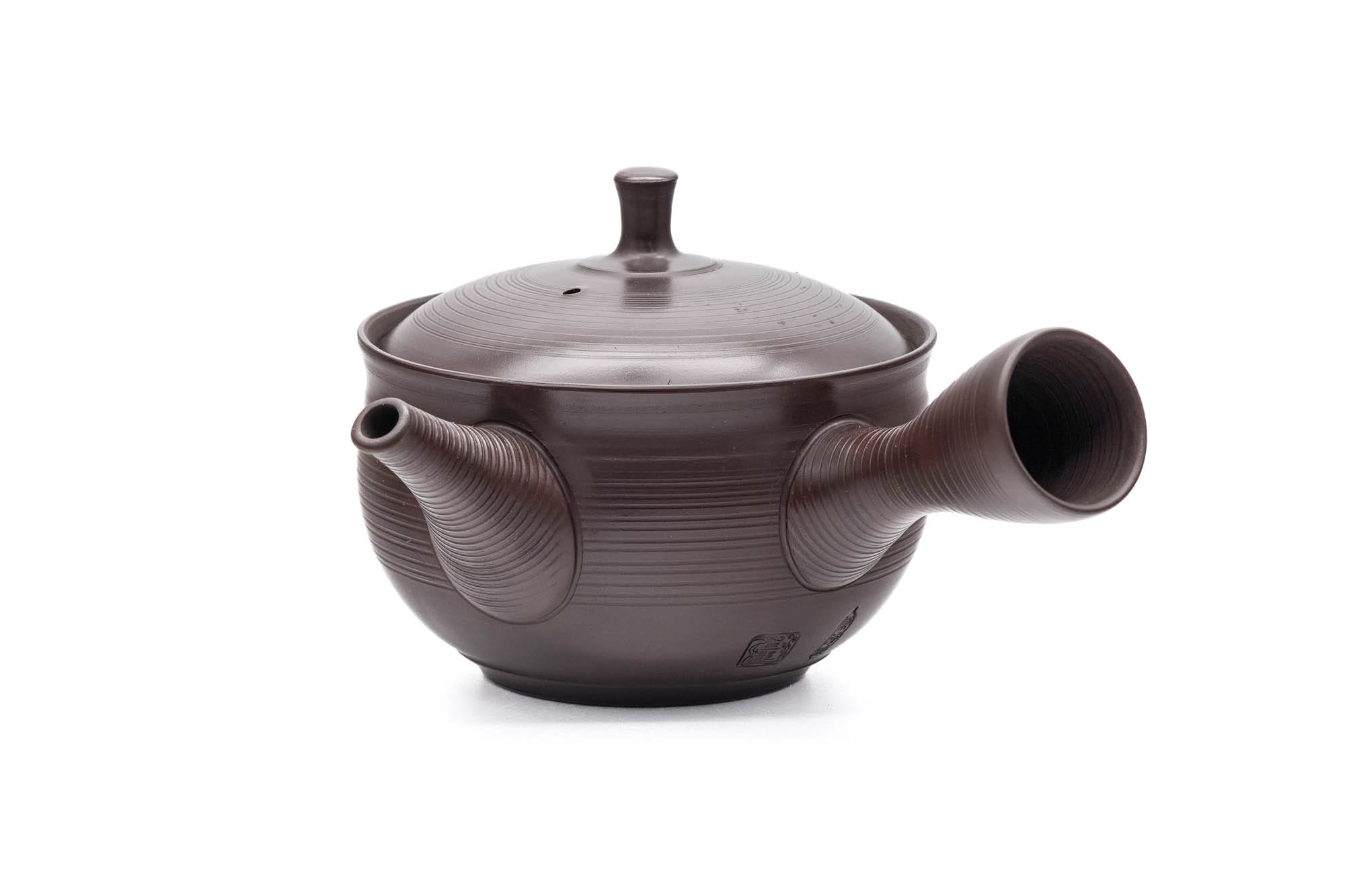 Japanese Kyusu - 玉龍 Gyokuryu Umehara - Brown Yōhen Plum Blossoms Tokoname-yaki Teapot - 200ml