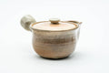 Japanese Kyusu - Weathered Beige Glazed Hagi-yaki Ceramic Filter Teapot - 240ml - three-quarter view from the spout side