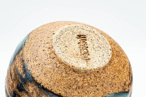 Japanese Teacup - Blue Glazed Orange Stoneware Yunomi - 80ml - Tezumi