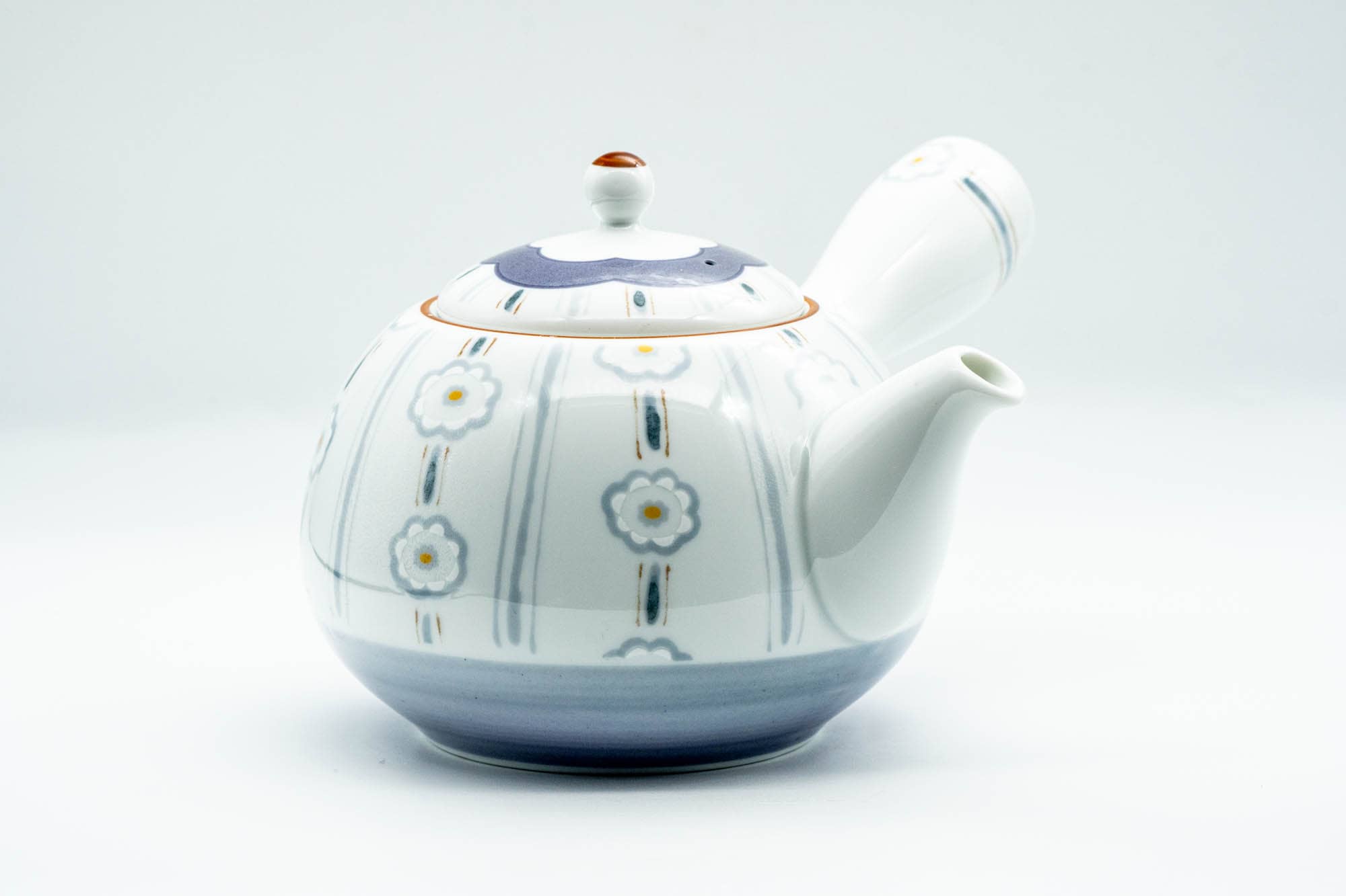 Japanese Kyusu - Chrysanthemum Striped Arita-yaki Debeso Teapot - 500ml