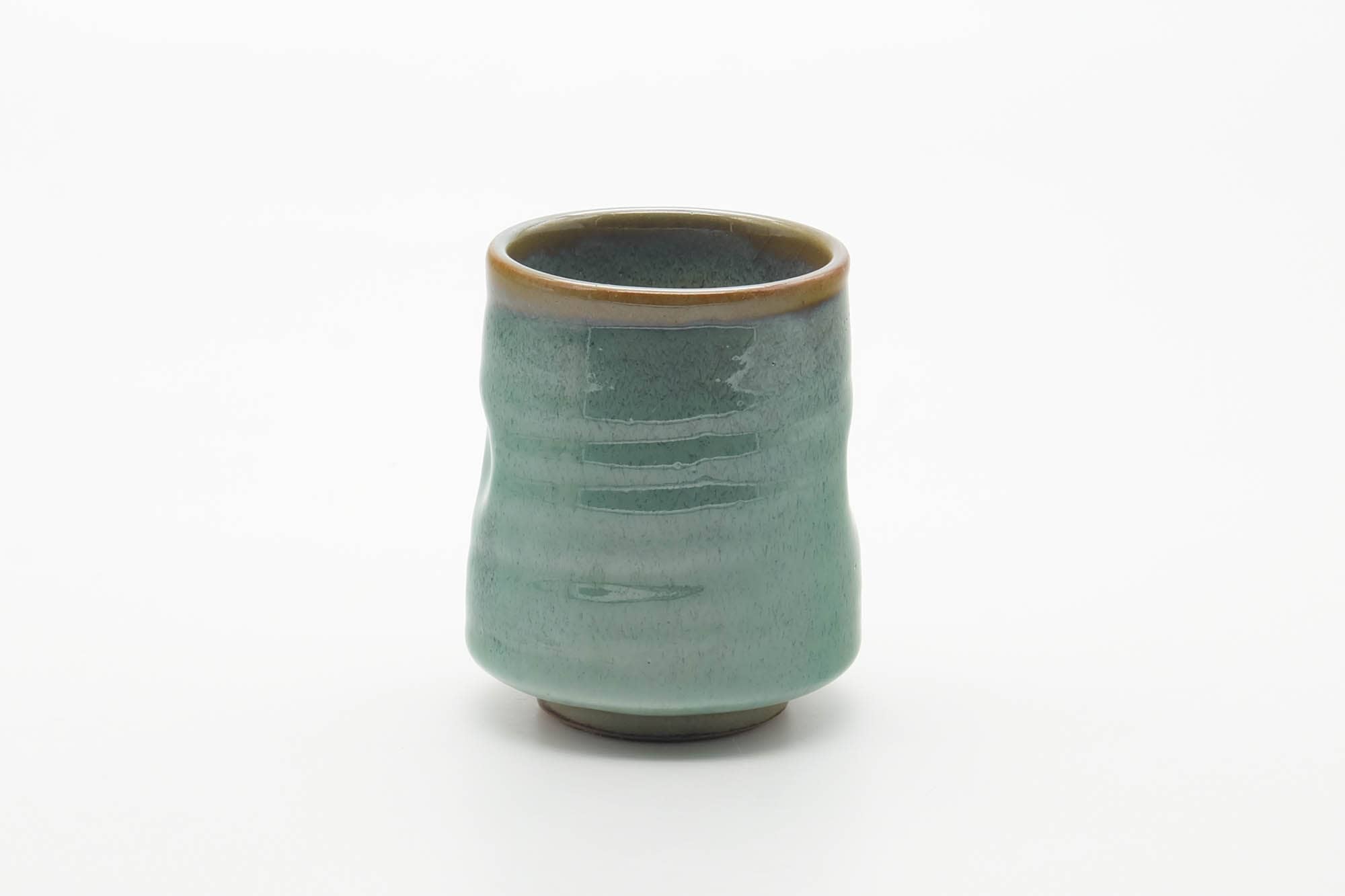 Japanese Teacup - Teal Speckled Thumb-Indented Yunomi - 180ml