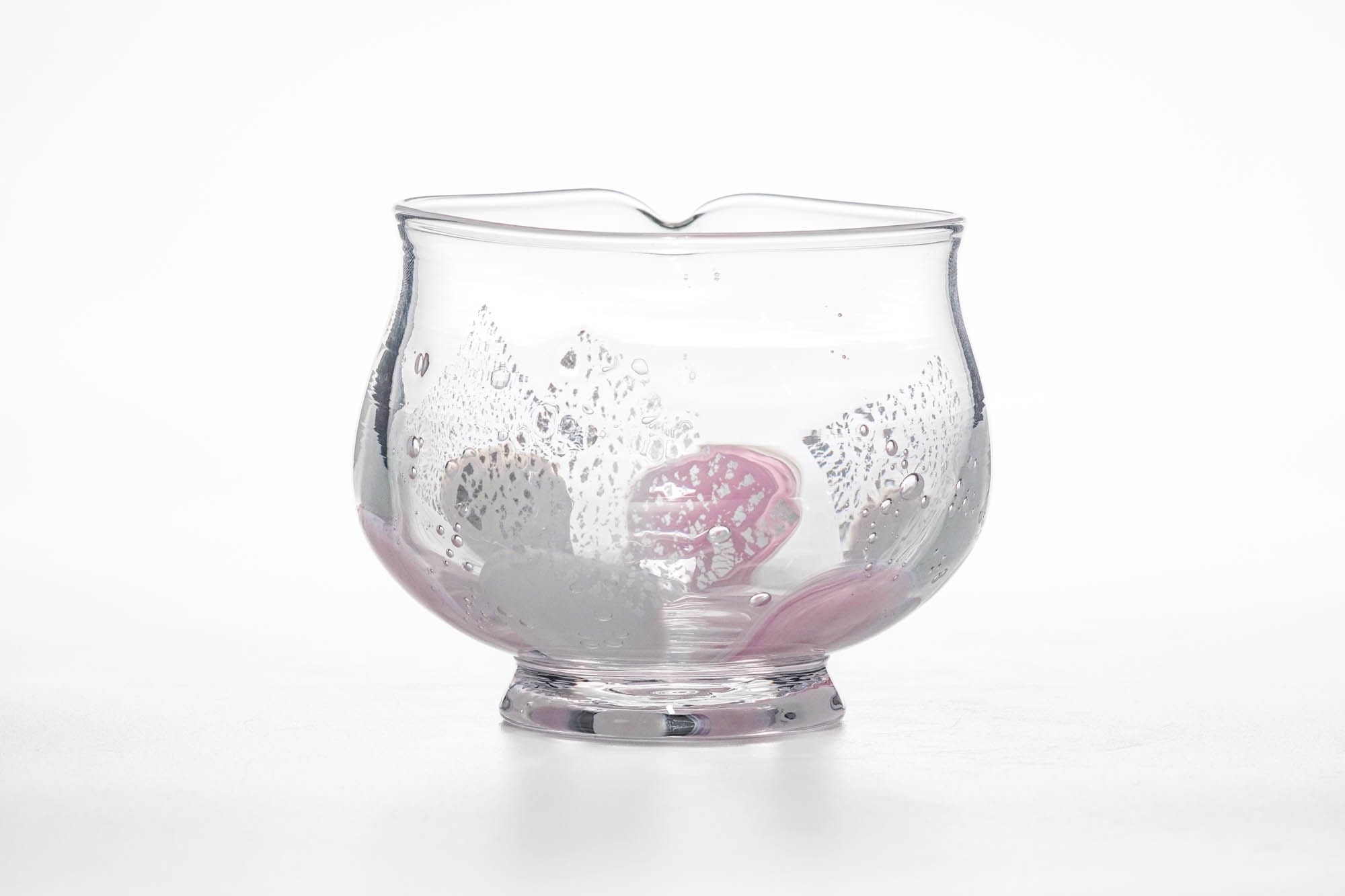 Japanese Matcha Bowl - 翠華園 Suikaen - 華 Pink Hana Glass Pouring Chawan - 200ml