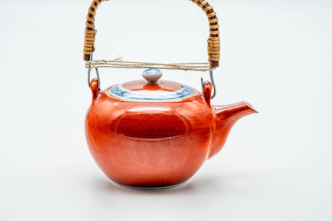 Japanese Dobin - Glossy Red Arita-yaki Porcelain Teapot - 250ml