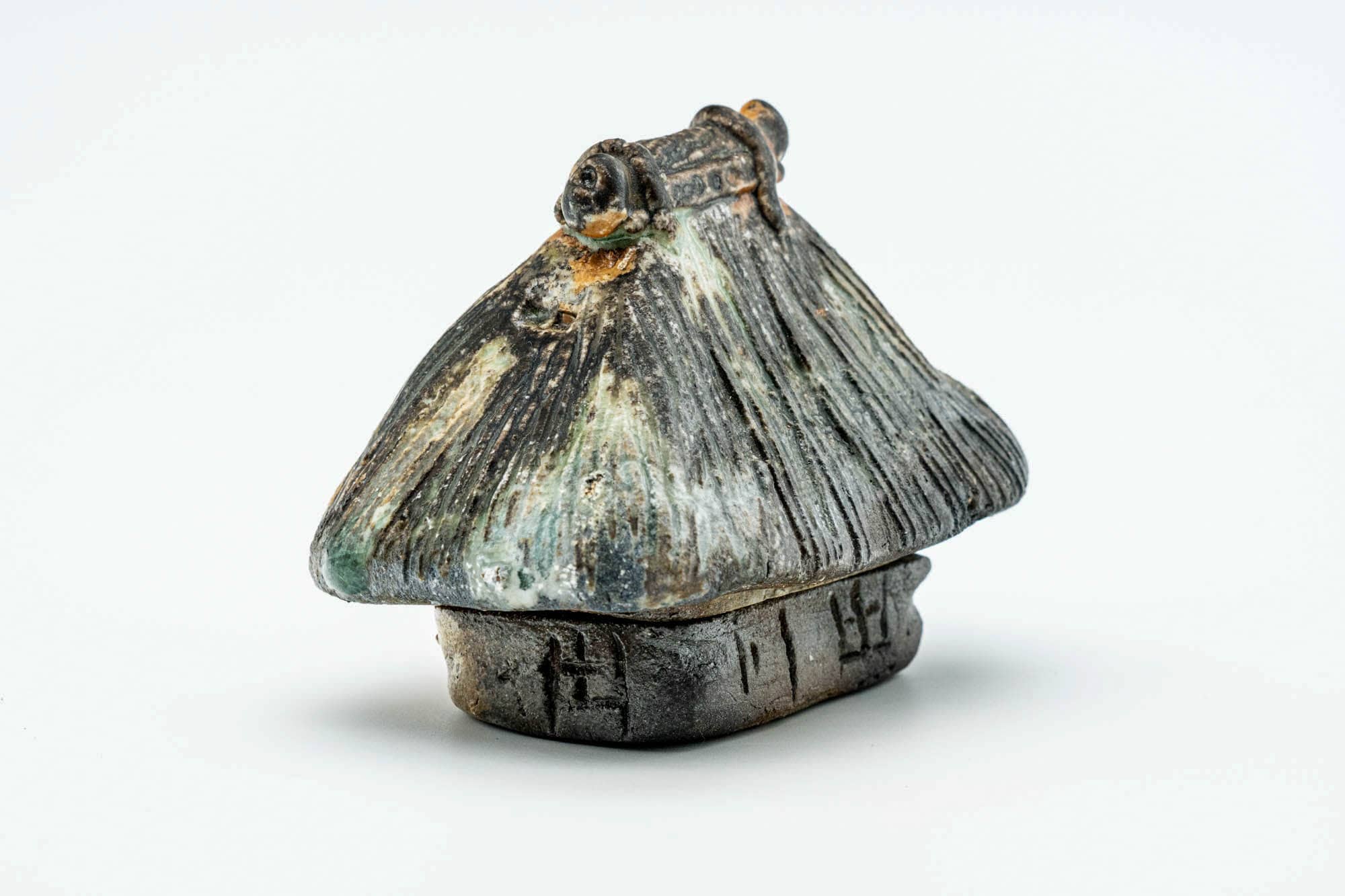 Japanese Kogo - Thatched Roof House Ceramic Incense Container