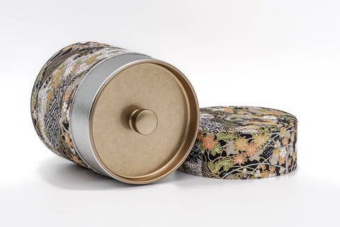 Black White Orange Floral Washi Tea Canister - 150g