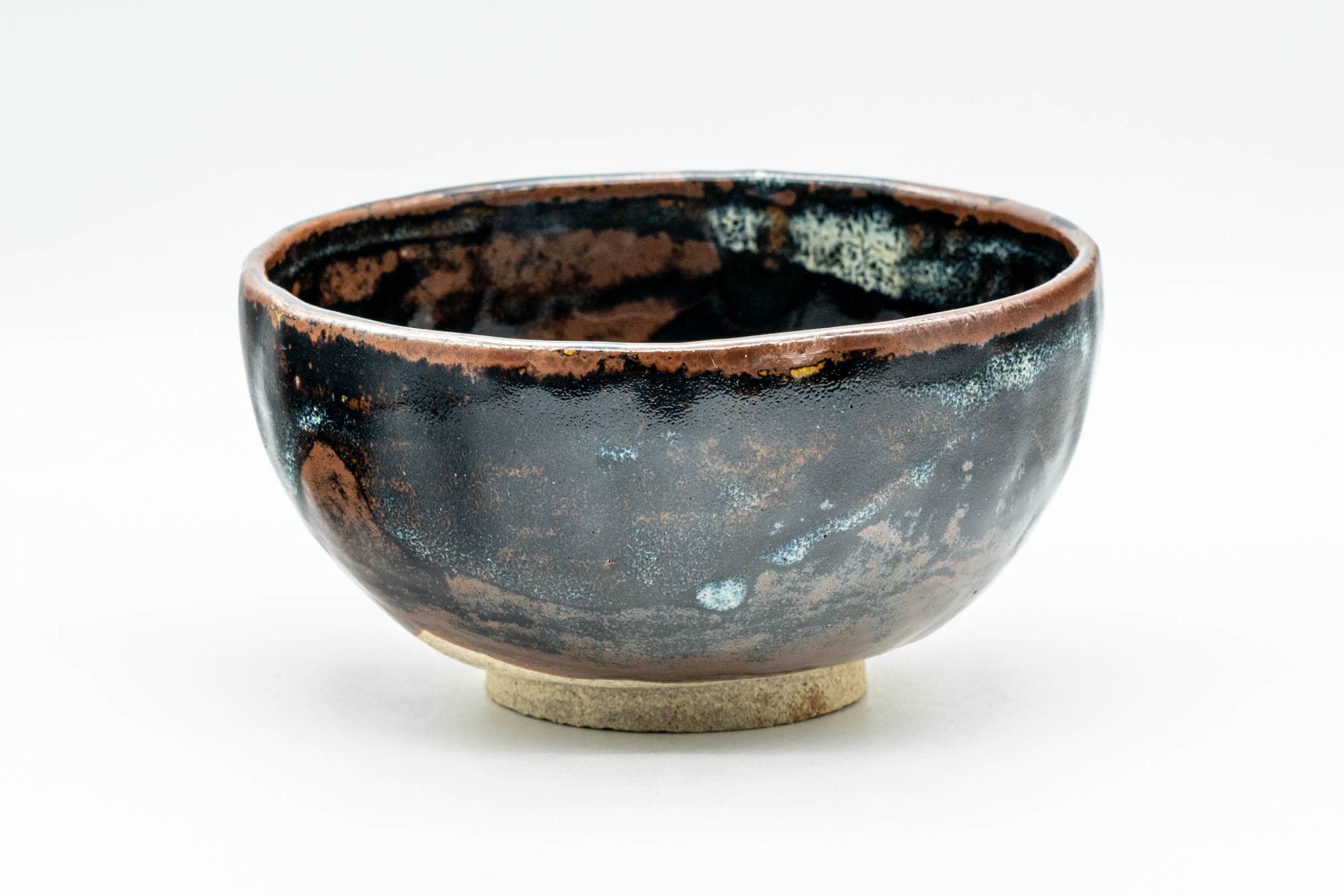 Japanese Matcha Bowl - 久 Black, Brown, and White Wabi-Sabi Chawan - 250ml