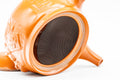Tezumi — Japanese Kyusu - Monkeys and Leaves Tokoname-yaki Mesh Filter Teapot - 400ml — side profile showing the spout and handle