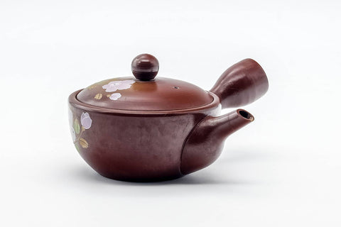 Japanese Kyusu - Purple Floral Banko-yaki Nozomi Mesh Teapot - 220ml