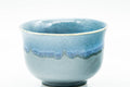 Japanese Teacups - Pair of Glossy Blue Drip-Glazed Yunomi - 140ml - closeup of one cup showing the glossy blue drip glaze