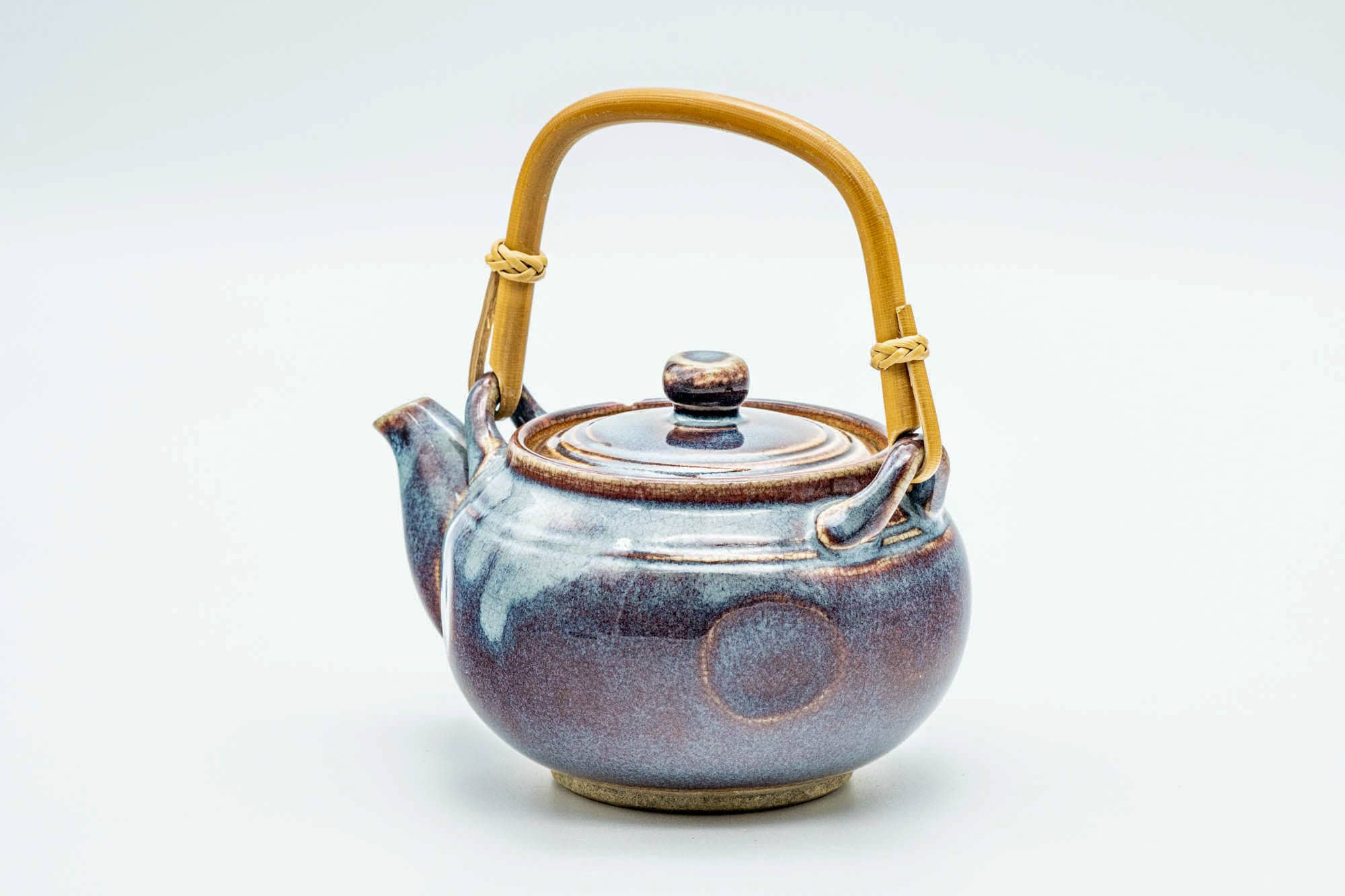 Japanese Dobin - Blue Purple Glazed Top-Handled Ceramic Filter Teapot - 340ml