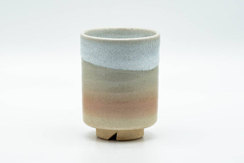 Tezumi — Japanese Teacup - Beige White Peach Tsutsu-gata Hagi-yaki Yunomi - 125ml — front view
