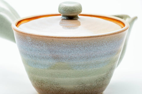 Japanese Kyusu - Beige White Glazed Hagi-yaki Ceramic Filter Teapot - 220ml