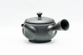 Japanese Kyusu - Black Kurodei Tokoname-yaki Ginkgo Leaf Teapot - 250ml - Tezumi