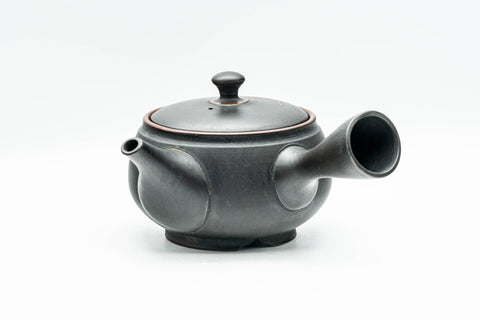 Japanese Kyusu - Black Kurodei Tokoname-yaki Ginkgo Leaf Teapot - 250ml - Tezumi