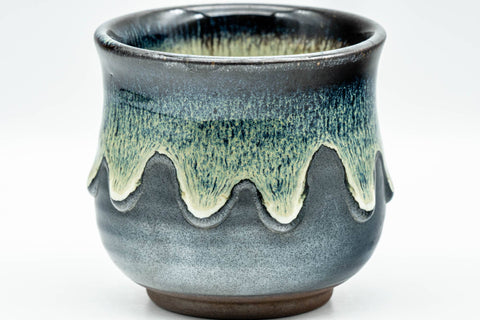 Japanese Teacup - Large Blue Green Drip-Glazed Yunomi - 220ml