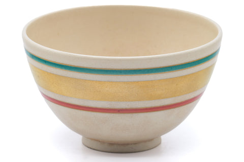 Tezumi — Japanese Matcha Bowl - Striped Kyo Chawan - 400ml — tipped to show the interior