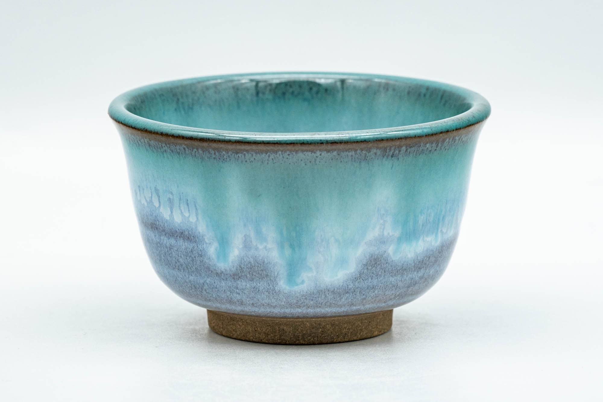 Japanese Teacups - Pair of Purple Turquoise Drip-Glazed Agano-yaki Yunomi - 100ml - Tezumi