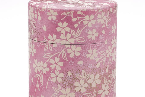 Pink Beige Floral Sakura Washi Tea Canister - 150g
