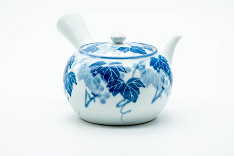Japanese Kyusu - Blue Momiji Maple Leaves Arita-yaki Teapot - 350ml