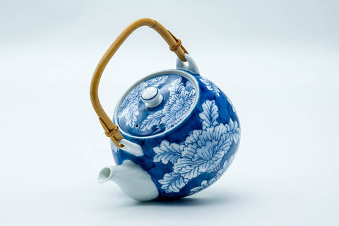 Japanese Dobin - Blue Floral Arita-yaki Porcelain Top-Handled Teapot - 500ml