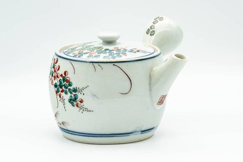 Tezumi — Japanese Kyusu - Birds and Flowers Arita-yaki Debeso Teapot - 360ml — three-quarter view from the opposite side