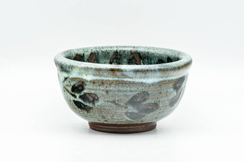 Japanese Matcha Bowl - Small Blue White Drip-Glazed Chawan - 150ml