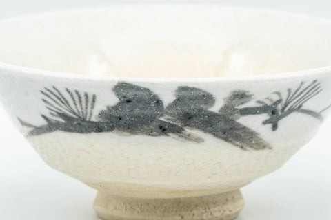 Japanese Matcha Bowl - White Shino Glazed Hira-gata Summer Chawan - 150ml - Tezumi