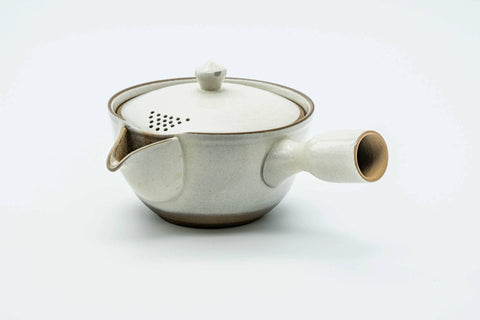 Japanese Kyusu - White Glazed Ceramic Filter Teapot - 340ml