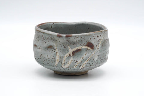 Japanese Matcha Bowl - Abstract Blue Shino Glazed Mino-yaki Chawan - 300ml