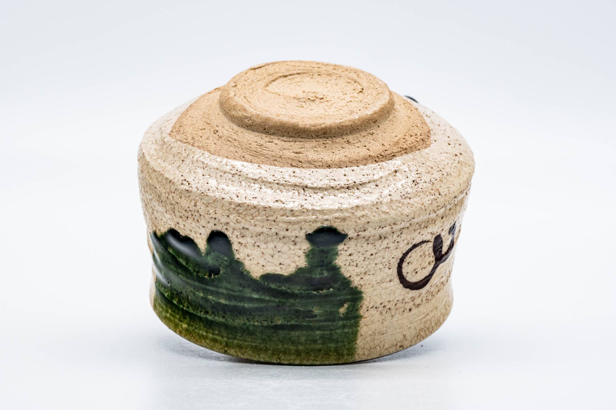 Japanese Matcha Bowl - 梅村晴峰 Harumine Umemura - 弄月窯 Rogetsu Kiln - Ao-Oribe Chawan - 350ml