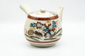 Japanese Tea Set - Gold Red Floral Kutani-yaki Kyusu Teapot with 5 Yunomi Teacups - side view from the handle side