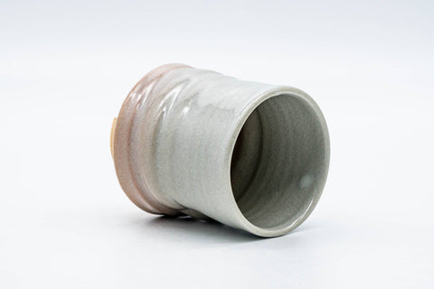 Japanese Teacup - Beige Glazed Spiraling Thumb-Indented Hagi-yaki Yunomi - 200ml