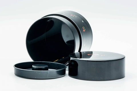 Japanese Chazutsu - Floral Black Plastic Tea Canister - 250ml