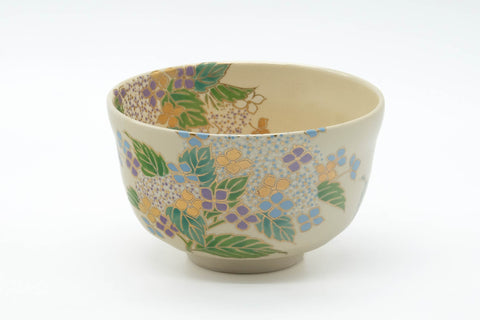 Japanese Matcha Bowl - Colourful Floral Kyo-yaki Chawan - 400ml