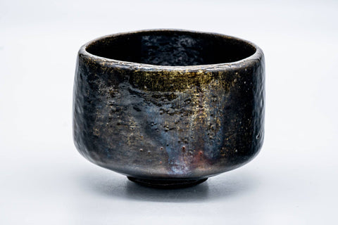 Japanese Matcha Bowl - 手 Deep Black Amber Glazed Raku-yaki Chawan - 350ml