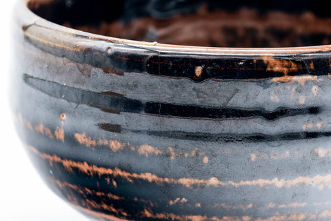 Japanese Matcha Bowl - Black Brown Spiraling Hare's Fur Glazed Chawan - 200ml